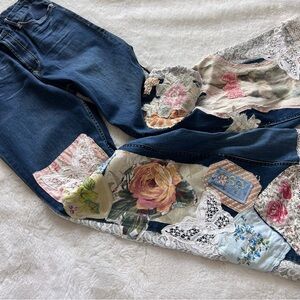 🌸 Upcycled Boho Patchwork Jeans – Size 31 (Dear John)